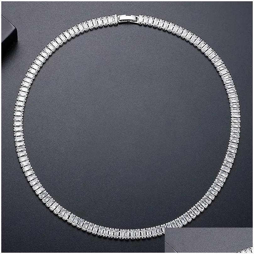 Tennis, Graduated Women Men Necklace 6Mm Tennis Diamond Iced Out Bling Zircon Moissanite Stone Necklaces Choker Collar Hip Hop Jewelry Ot8Bw