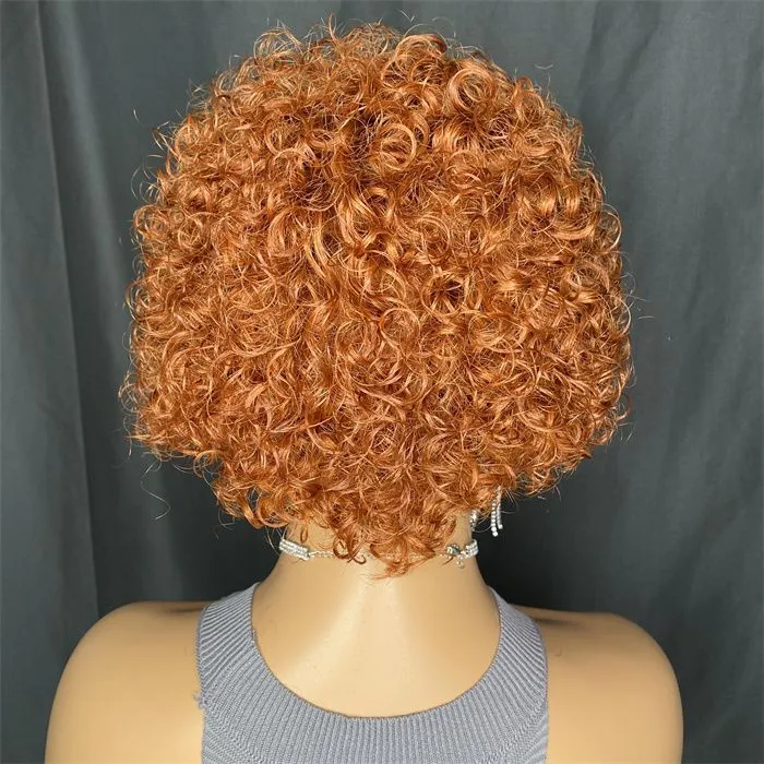 Pixie Cut Headband Wig Human Hair Water Wave Full Machine Made Short Jerry Curly Wigs For Black Women