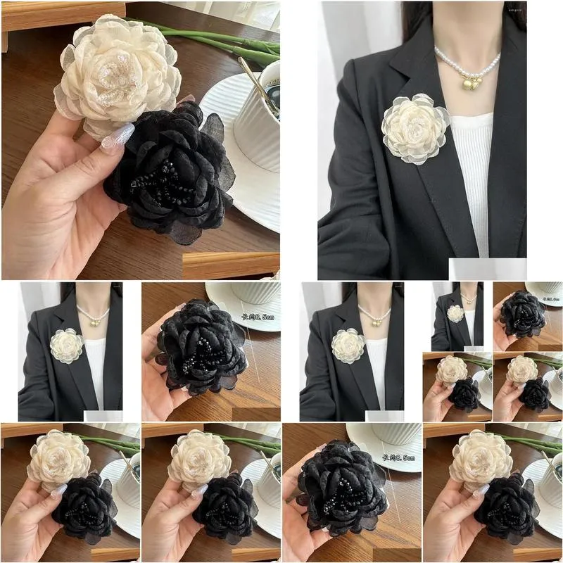 Brooches Daily Exquisite Classic Black And White Flower Brooch Luxury Suit Pins