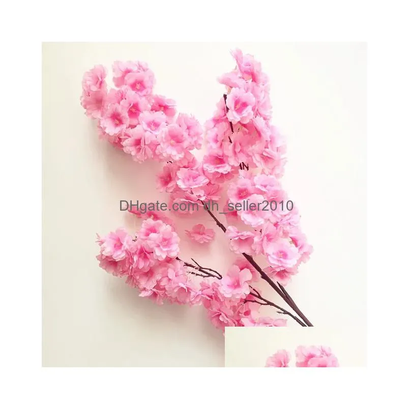 Decorative Flowers & Wreaths Ecofriendly Artificial Cherry Blossom Branch Fake Sakura Flower Stem More Heads 12 Color For Wedding Tree Dhdmw
