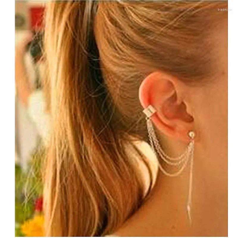 Dangle Earrings 2023 Top Fashion Real Aretes Pendientes Cross-border Personality Ear Clip Tassel Manufacturer Wholesale Metal Leaves