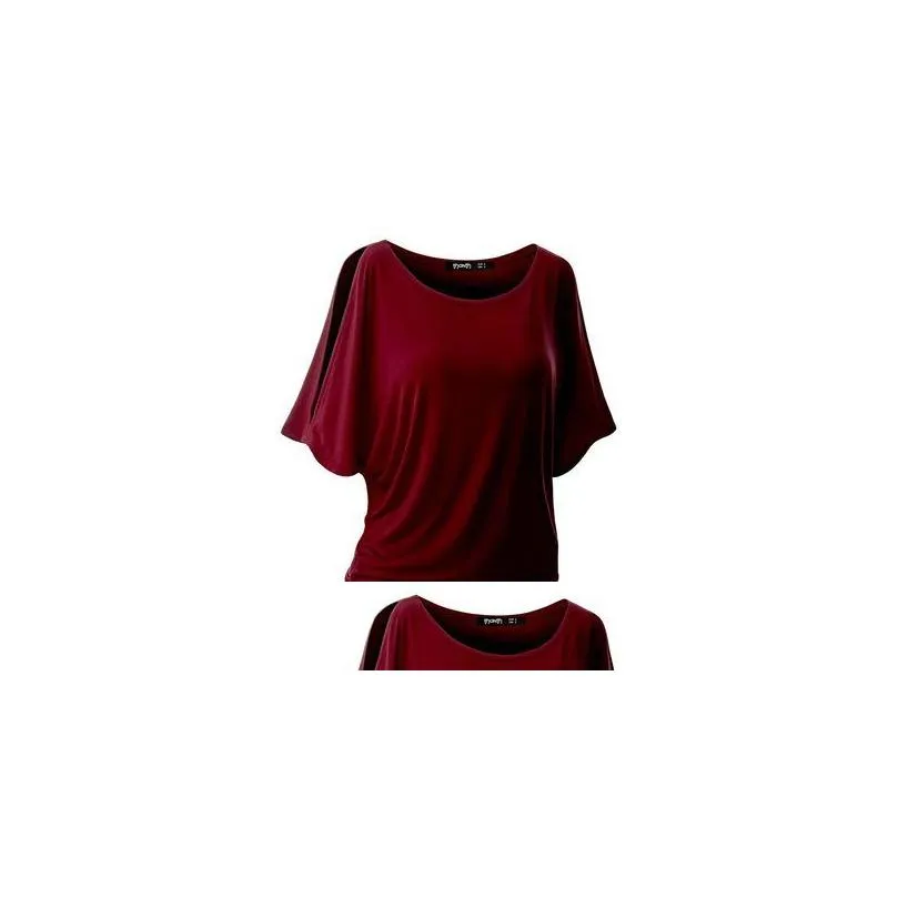 Women`S T-Shirt Summer Women Top Y O-Neck With 10 Color Batwing Dolman Sleeves Female Cotton T Shirt S-5Xl Size Lady Wear Drop Deliver Dhtu5