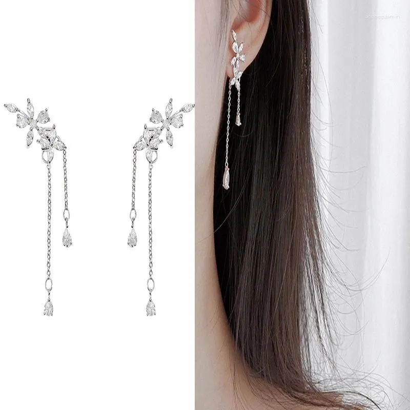 Dangle Earrings 2024 Fashion Korean Hanging Women Long Tassel Drop For Bohemian Zircon Wedding Jewelry Gift