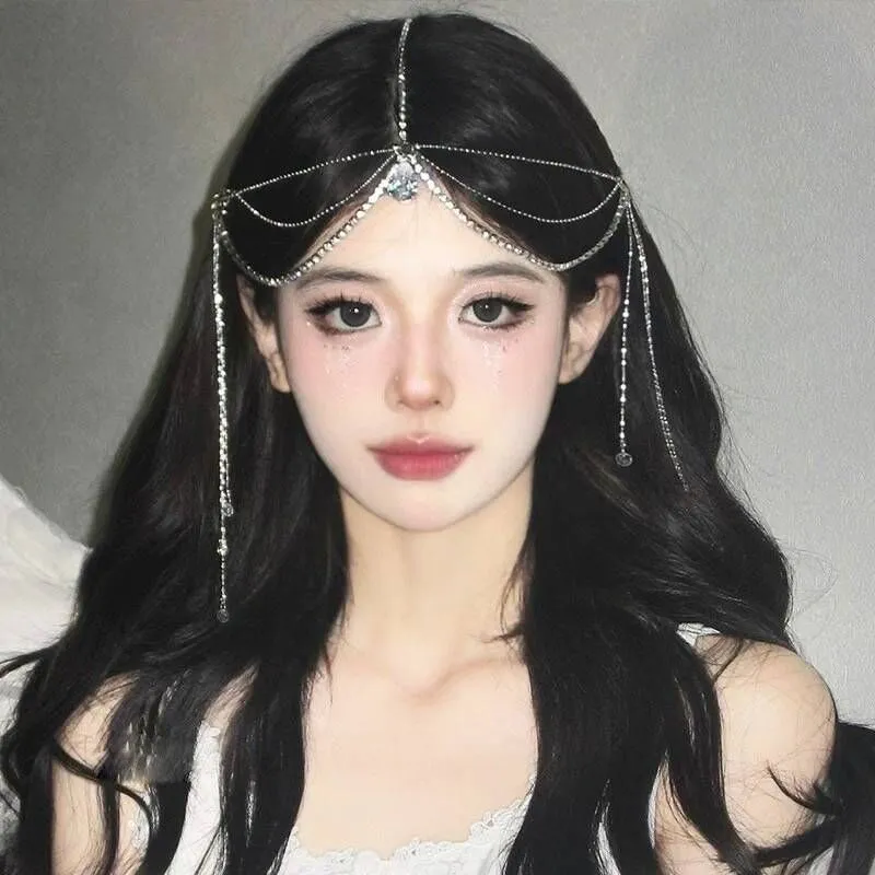 pure Desire Crystal Eyebrow Center Pendant Elf Exotic Style Hair Accessories Ancient Fashionable Su Face Curtain Wedding Dress Forehead Chain Headwear