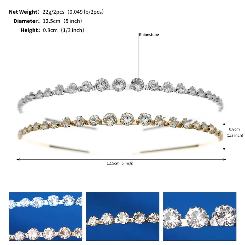 Hair Clips Fashion Crystal Bridal Tiara Hairband Wedding Diadem Veil Tiaras Accessories Headpieces Head Jewelry