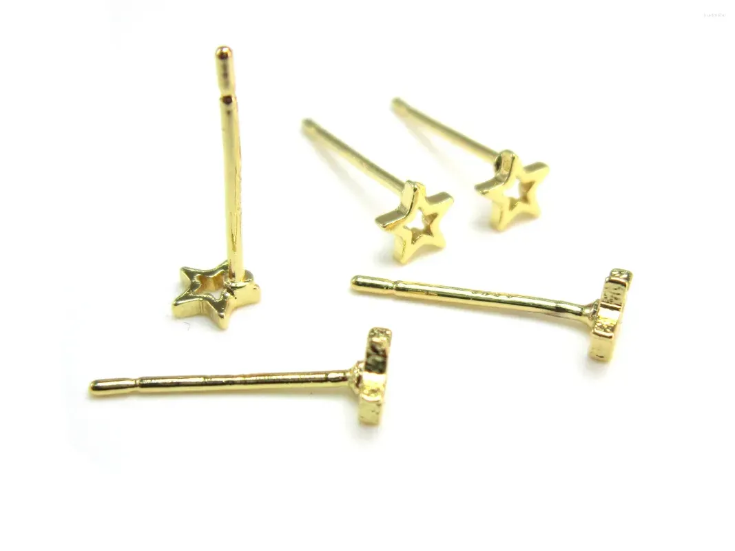 Stud Earrings 10pcs Star Tiny Earring Post Accessories Studs Real Gold Plated Jewelry Supplies - GS017