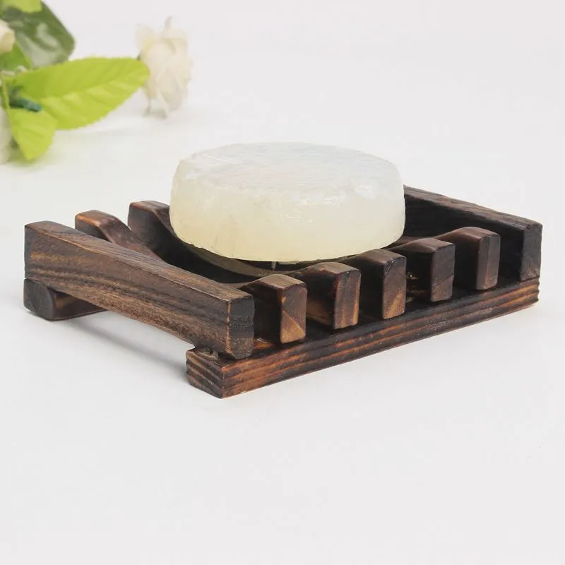 Natural Bamboo Wood Soap Dishes Wooden Soap Tray Holder Storage Rack Plate Box Container Bath Soap Holder