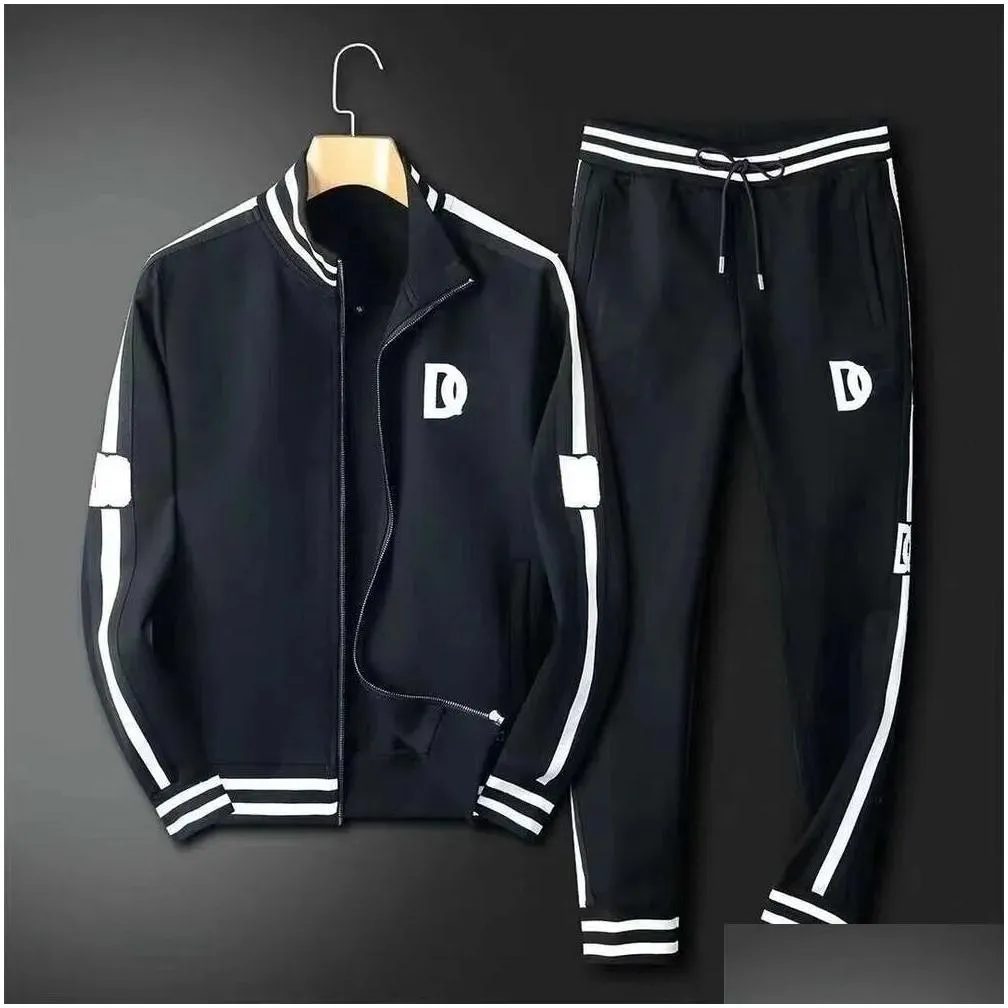 High version men`s tracksuit D letters embroidered jacket pants suit designer sweater suit baseball jackets sweatpants two-piece set