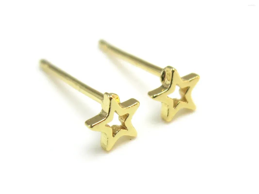 Stud Earrings 10pcs Star Tiny Earring Post Accessories Studs Real Gold Plated Jewelry Supplies - GS017