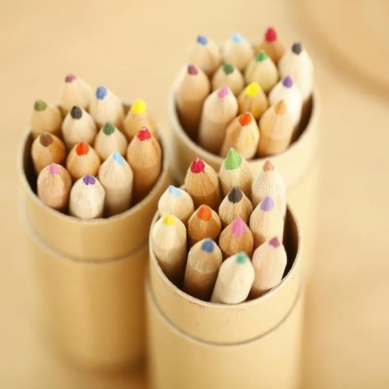 wholesale DIY Wholesale Pcs/box Wooden Colored Pencil with Sharpener Cute Crayon for Kids Student Drawing Graffiti Gift School