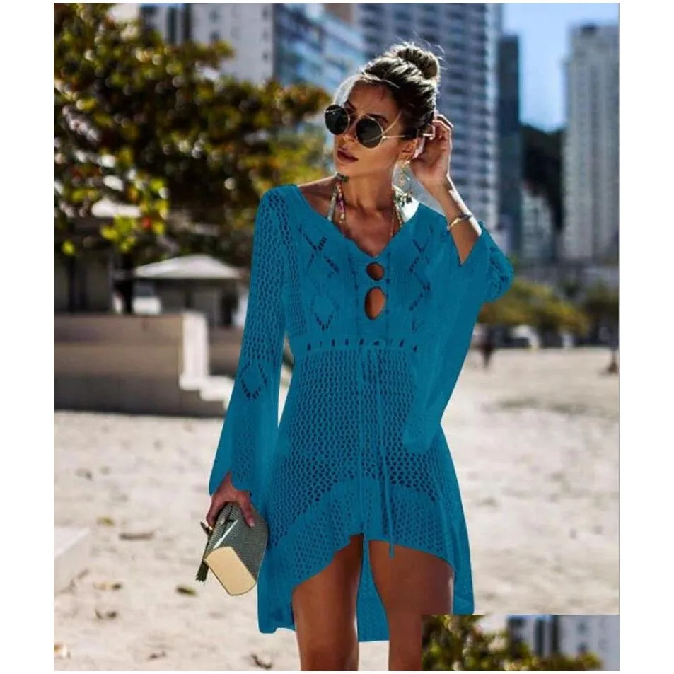 Basic & Casual Dresses New Beach Er Up Cloghet For Women Knitted Tassel Tie Beachwear Summer Fashion Swimsuit Y See-Through Drop Deli Oty8G