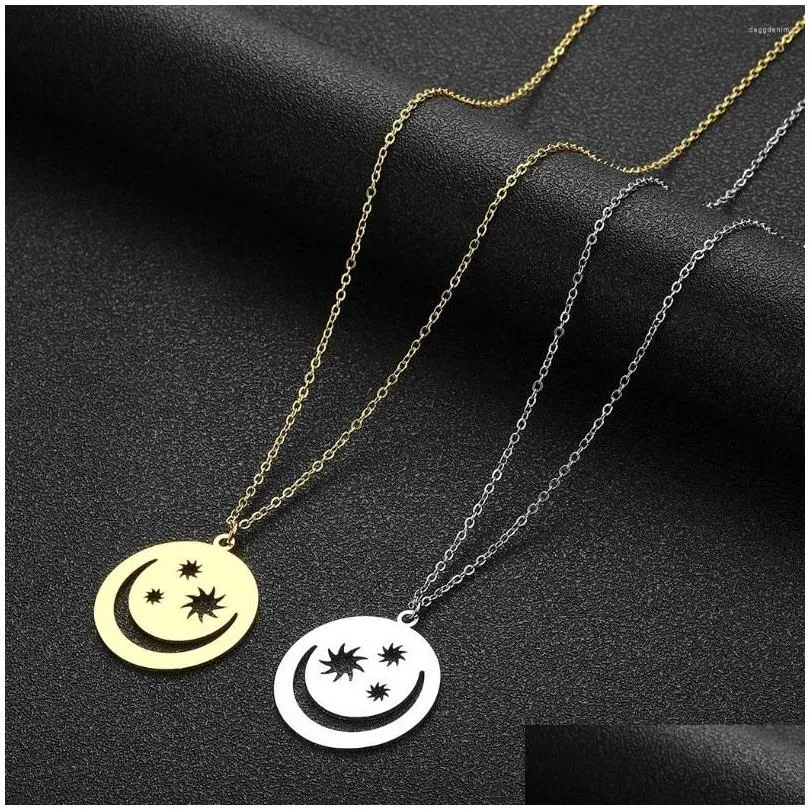 Pendant Necklaces Cxwind Stainless Steel Moon And Star Charm Sun Necklace Jewelry Wholesale