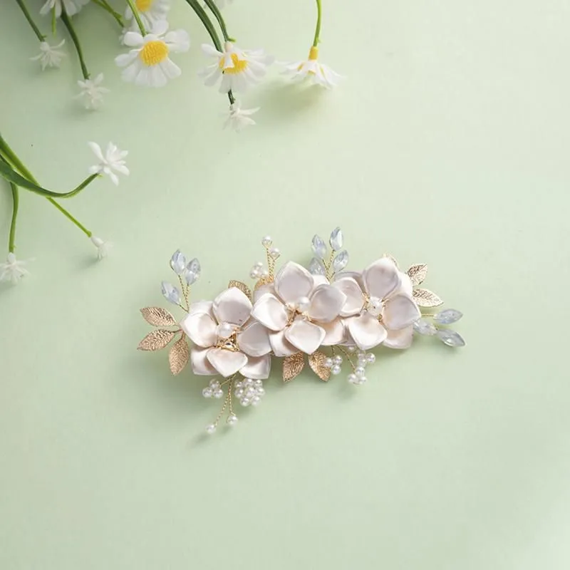 Hair Clips Ferric Flower Pearl Embellished Hairpin Spring Atmospheric Headdress For Thick Curly Styling Decorative