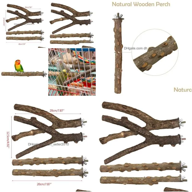 Other Bird Supplies Toys 4Pcs Parrot Perch Chew Bite Claw Grinding Prickly Wood Training Play Stand Platform Cage Accessories Drop Del Dh87Z