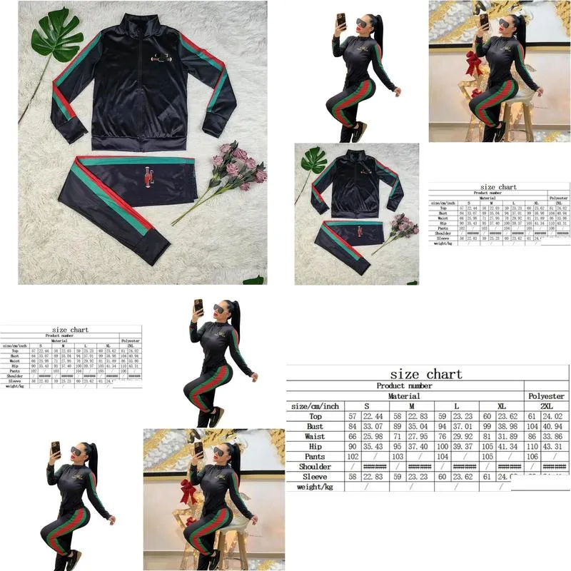 Womens Sweatsuits Casual Print Two Piece Set Zip Jacket and Pants Tracksuits Free Ship