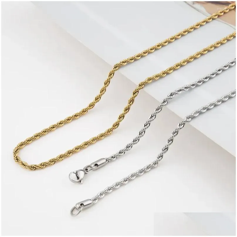Pendant Necklaces 3 Mm Rope Chain Necklace Women Men Handmade Stainless Steel Twisted Link Hip Hop Jewelry Drop Delivery Pendants Otqcg