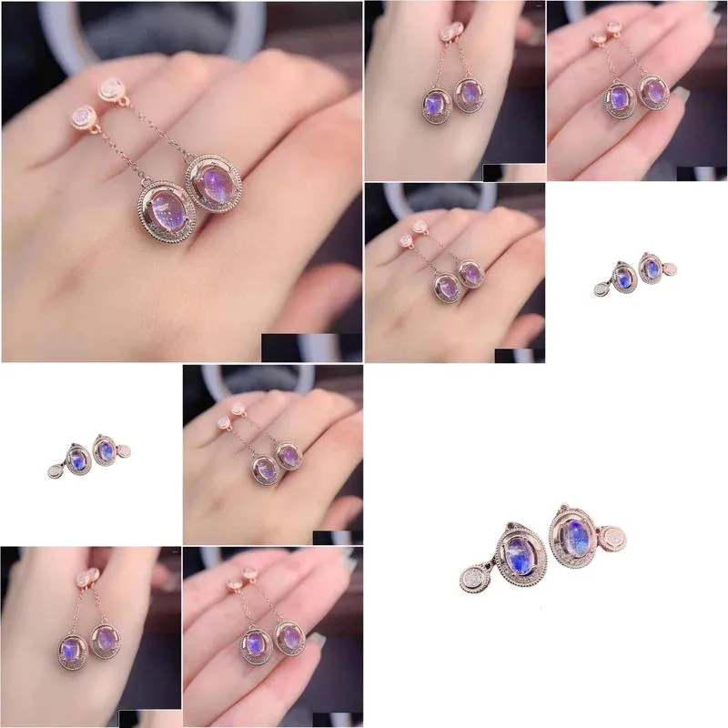 Stud Earrings 14K Solid Gold Amethyt Gemstone Fine Jewelry For Women Luxury Gift 14 K Plated Ear Rings Bohemia Earing Drop De Dhgarde Otz6Q