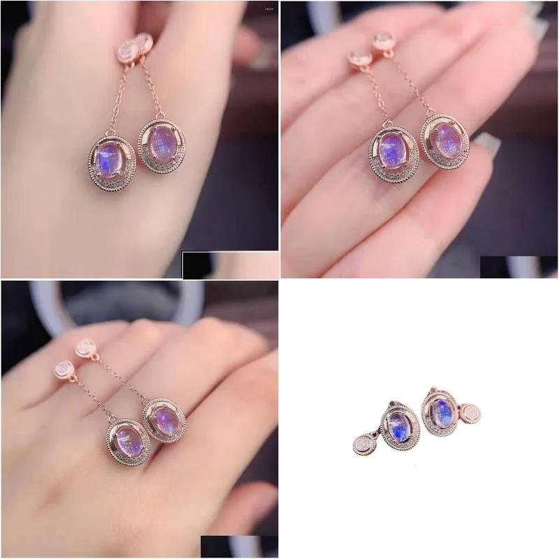 Stud Earrings 14K Solid Gold Amethyt Gemstone Fine Jewelry For Women Luxury Gift 14 K Plated Ear Rings Bohemia Earing Drop De Dhgarde Otz6Q