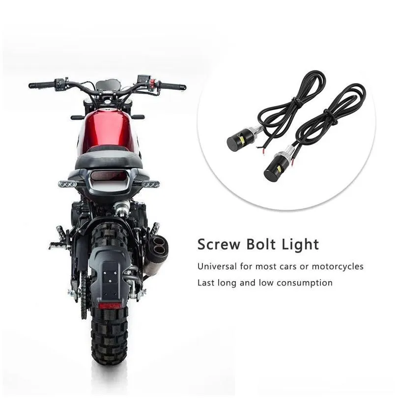 Light Bars Working Lights 1Pcs Tail Number License Plate Lamp Accessories Screw Bolt White Led Car Motorcycle 12V Styling Drop Del