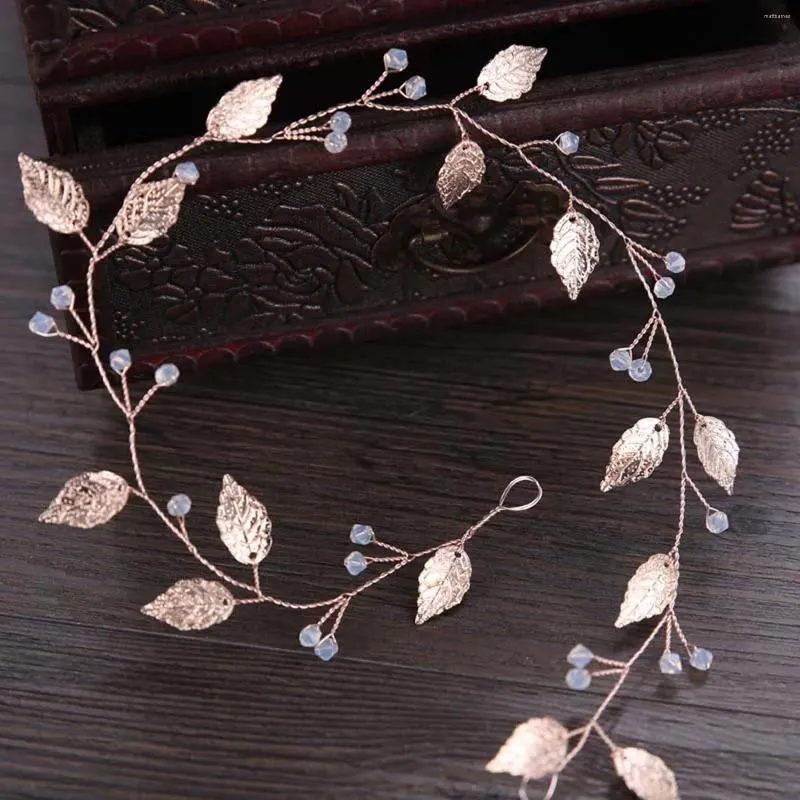 Hair Clips Gold Metal Hoop With Color-preserving Shiny Crystal Leaf Design For Girlfriend Wife Bride Bridesmaids