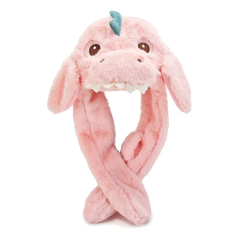 Special Occasions Cute Dinosaur Rabbit Hats Moving Jumping Ears Cartoon Toy Kawaii Hat Winter Plush Stuff Animal Cap Kids Adult Gift