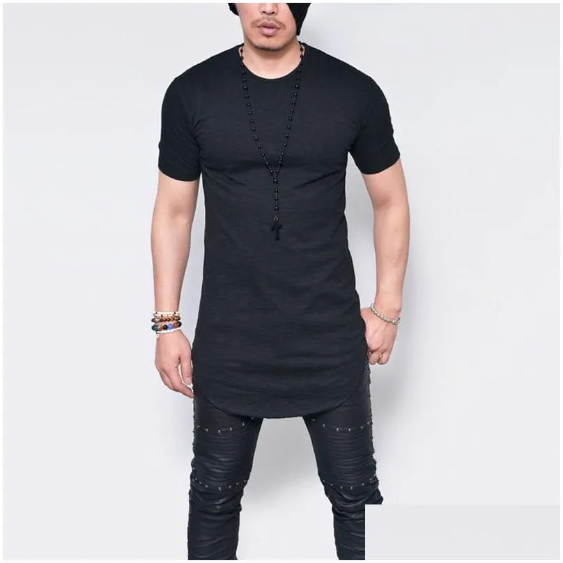 Men`S T-Shirts Style Men New Round Collar Short Sleeve T Shirt In The Long Europe And United States Shirts Drop Delivery Apparel Cloth Dhpnl