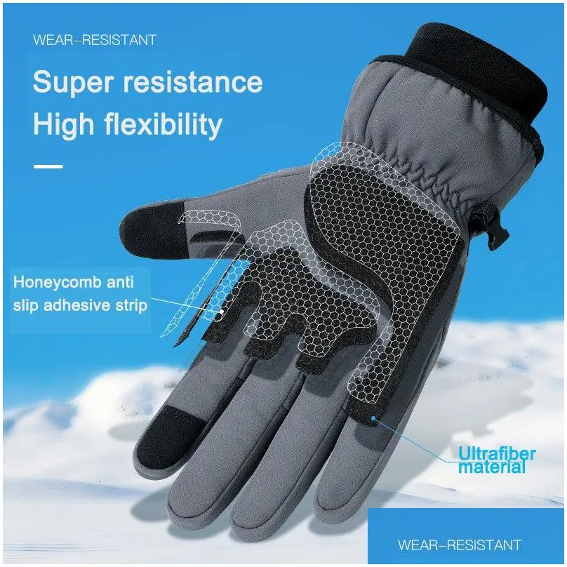 Ski Gloves Winter Men Women Touchsn Waterproof Windproof Outdoor Sports Warm Cycling Snow Fl Finger 230208 Drop Delivery Dha0J