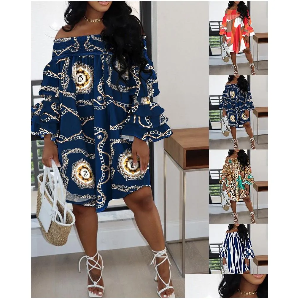 Basic & Casual Dresses Plus Size For Woman Elegant Y And Fashionable One-Shoder Stretch Print Dress Women Clothing Drop Delivery Appa Dhfu5