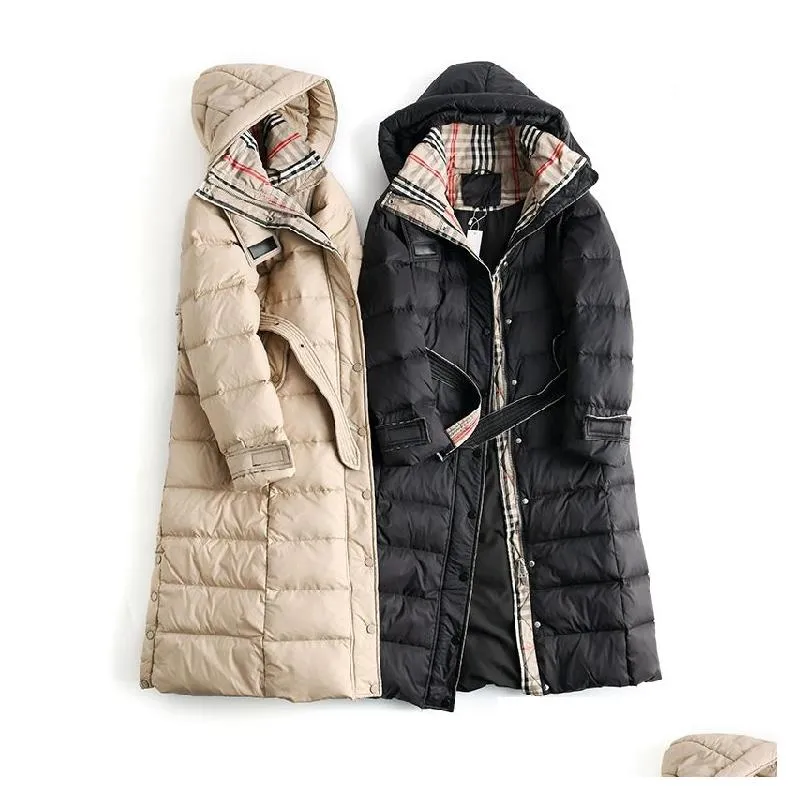 Women`S Down & Parkas Womens Jackets Slim Fitting And Thickened Cotton Jacket British Style Long Knee Length Drop Delivery Apparel Clo Dhpzu