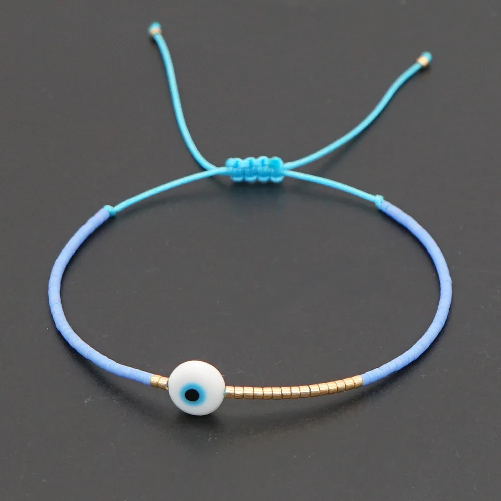 Charm Bracelets Dainty Evil Eye Chain Bracelet Lovely Blue Eyes Beads Link Bangle Good Luck Protection Enamel Beaded Tur Dhseller2010 Otyqr