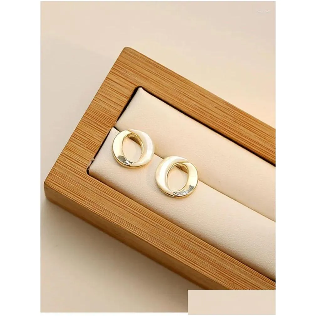 Stud Earrings S925 Silver Ear Needle Minimalist  Mother Shell RND With ECO Brass14k Gold Jewelry For Women HYACINTH Sale