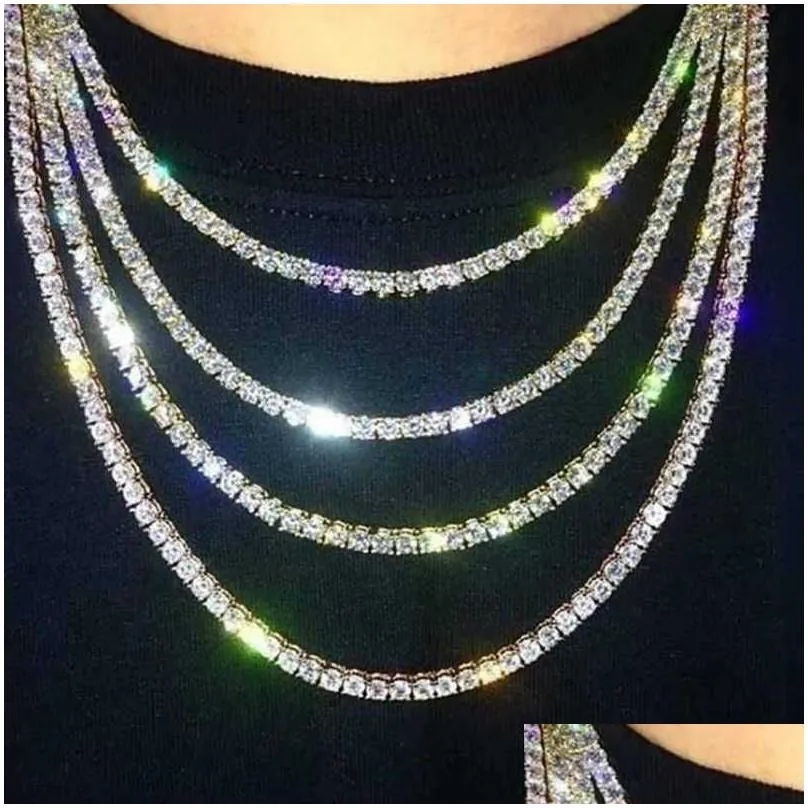 Pendant Necklaces Hiphop 18K Gold Iced Out Diamond Chain Necklace Cz Tennis For Men And Women249Q2291472 Drop Delivery Jewelry Pendant Otmwn