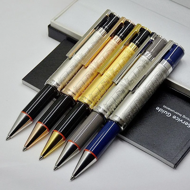 wholesale high quality silver fine Reliefs barrel Ballpoint Pens Office stationery Smooth writing Promotion pen No Box