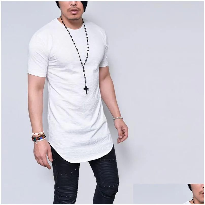 Men`S T-Shirts Style Men New Round Collar Short Sleeve T Shirt In The Long Europe And United States Shirts Drop Delivery Apparel Cloth Dhpnl