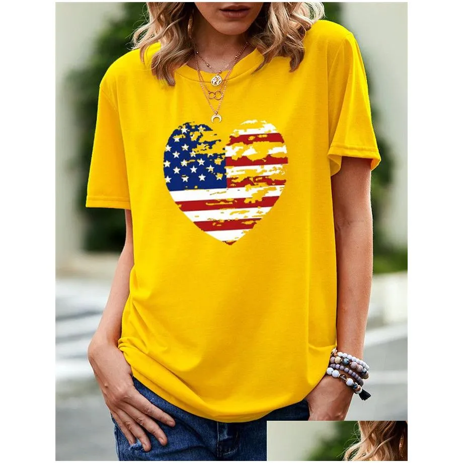 Women`S Plus Size T-Shirt Oc-Vinda P0010 Large Short Sleeve Summer Womens National Flag Pattern Cartoon Heart Top Personalized Custom Dhoo7