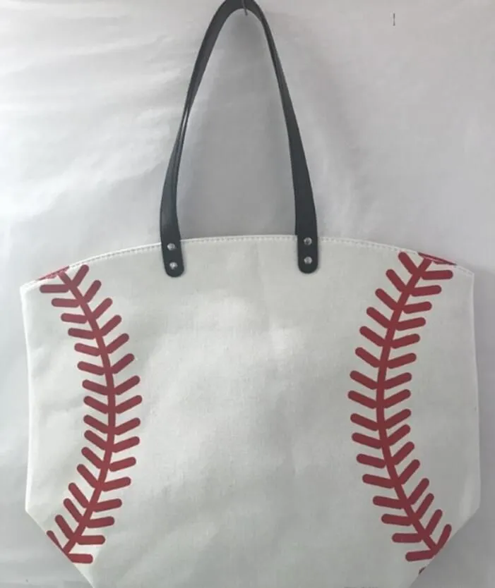 2021 canvas Outdoor beach sports half baseball half Softball Baseball Tote Football shouder bags Girl Volleyball Totes Storage Bags