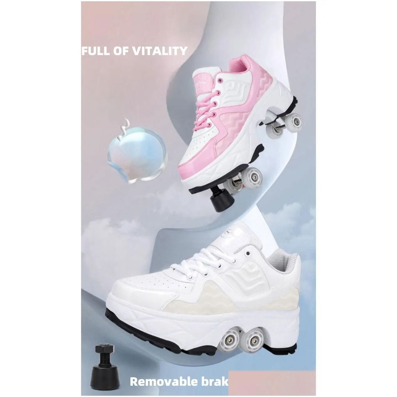 Inline & Roller Skates Double-Row Deformation Retractable Four Wheels Skate Shoe With Brake Outdoor Casual Fashion Adt Children Uni Sn Dhgmo