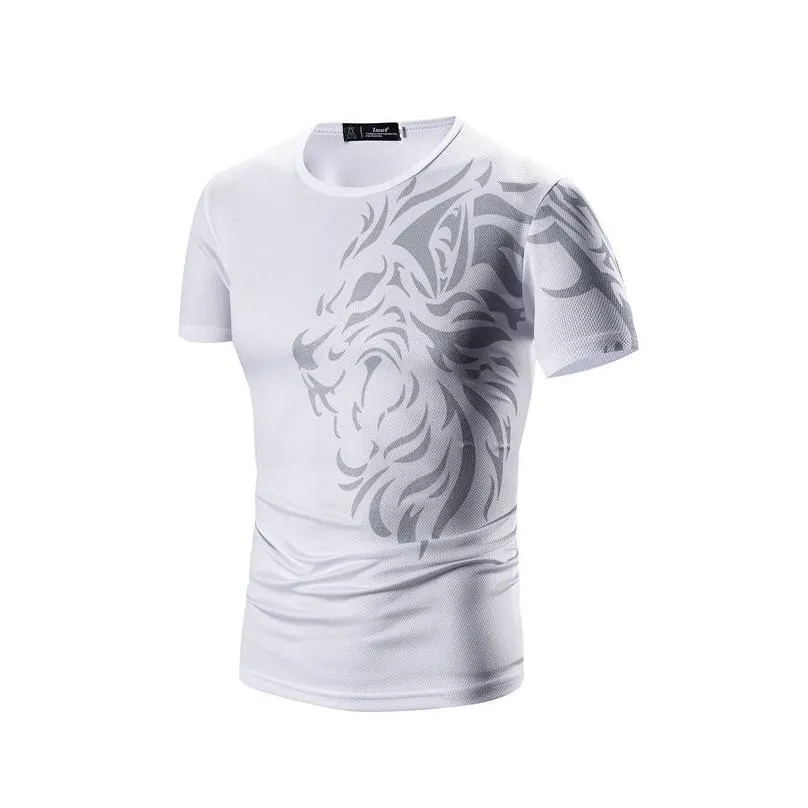 Men`S T-Shirts Tattoo Printed Short Sleeves Crew Neck Men T Shirts Summer Casual Daily Wear Clothing Black White Navy Drop Delivery Ap Dhwgu