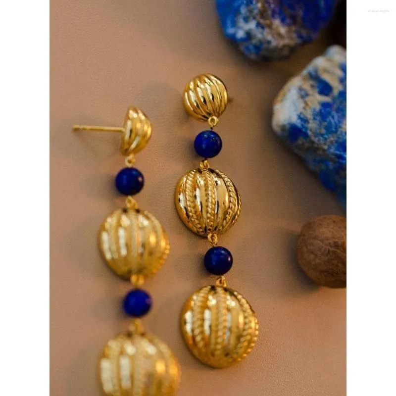 Hoop Earrings Ancient Bvzantine Style Art Deco Lapis Earring Jewelry For Women Gemstone Amber Garnet Jade Lazuli Ear Drop Dangle Girl