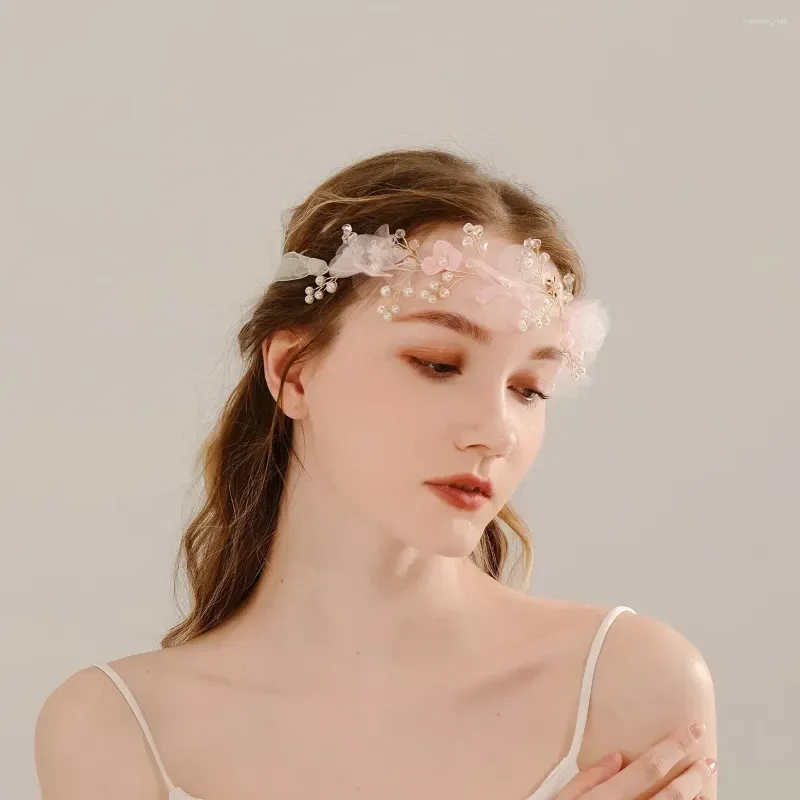Hair Clips Aesthetic Crystal Pearl Flower Bridal Tiaras Hairbands Hairpins Bridesmaid Accessories Wedding Jewelry Headwear
