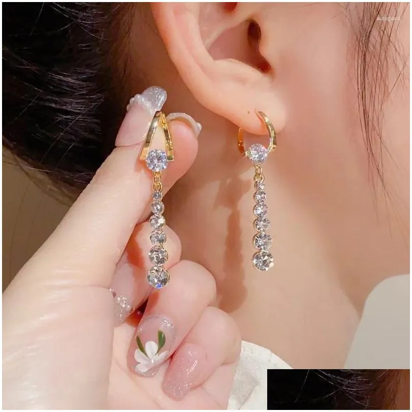Dangle & Chandelier Earrings Fashion Drop With Bling Cubic Zirconia Temperament Women High Quality Gold Color Trendy Jewelry Delivery Ottsy