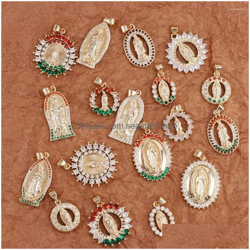 Pendant Necklaces Ruixi Fashion Charms JoyerIa Religiosa Jewelry Femme Shiny No Faded Accessories Christian Holy Virgin Mary Guadalupe