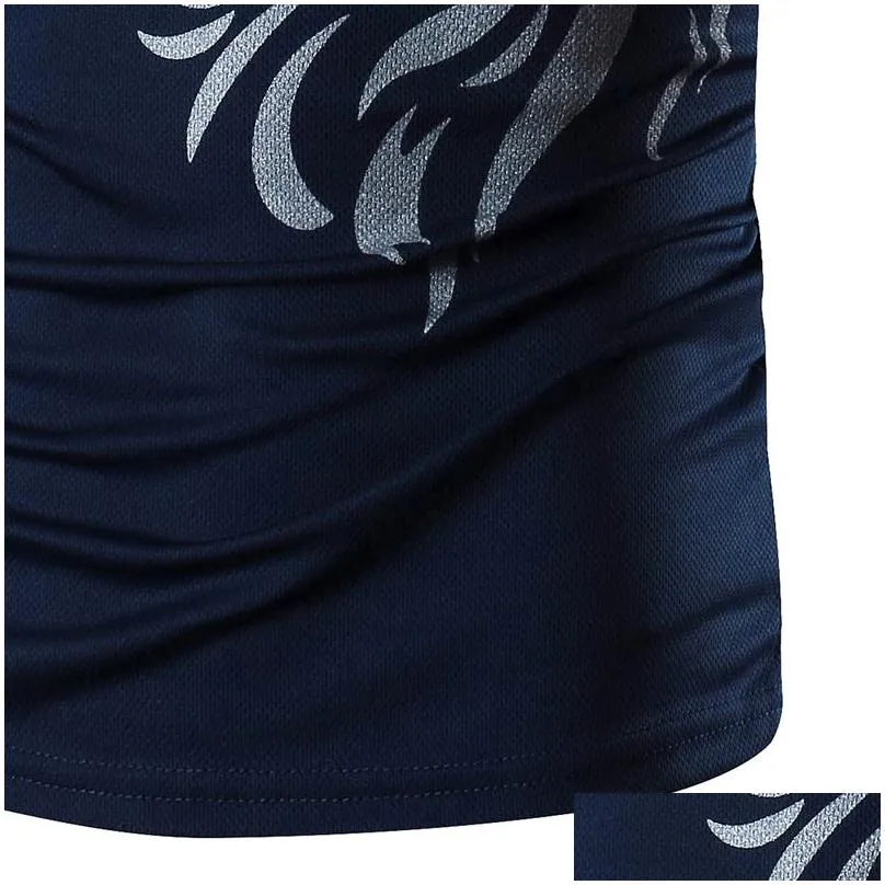 Men`S T-Shirts Tattoo Printed Short Sleeves Crew Neck Men T Shirts Summer Casual Daily Wear Clothing Black White Navy Drop Delivery Ap Dhwgu