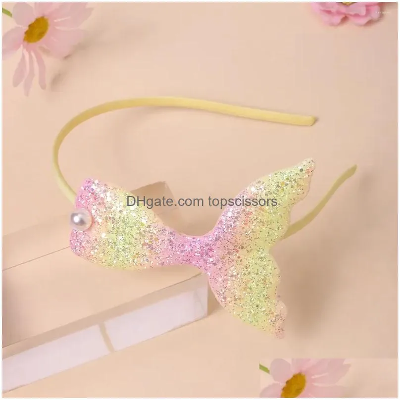 Hair Accessories Childrens Gradient Mermaid With Pearl Headband Kids Sequin Po Props Girls Birthday Party Decor Drop Delivery Products Dhzt6