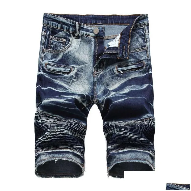 Men`S Shorts Summer Denim Men Stretch Slim Fit Short Jeans Mens Cotton Casual Died Knee Length Drop Delivery Apparel Clothing Dhmm0