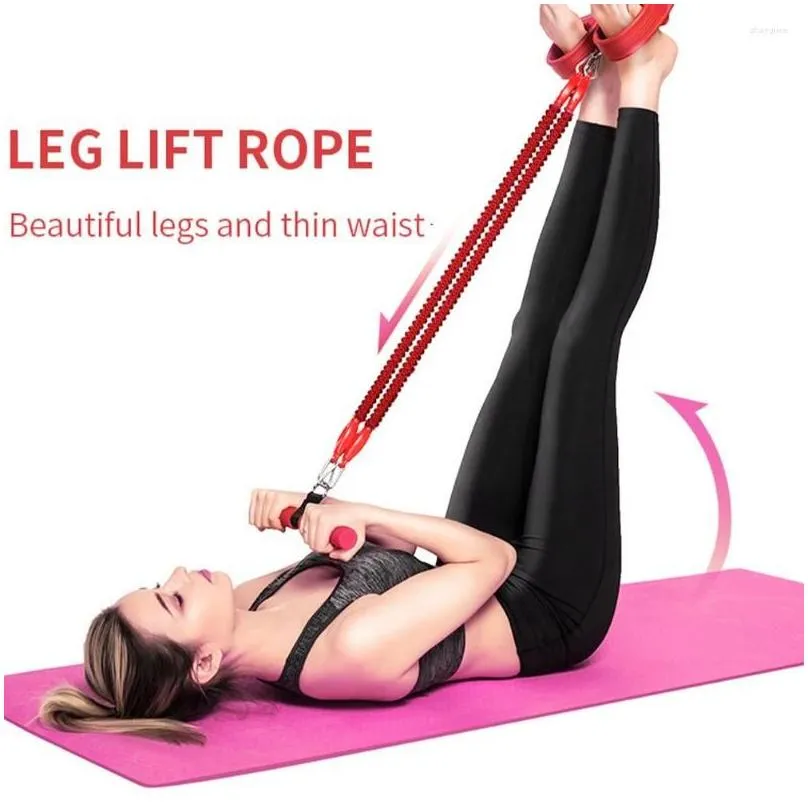 Resistance Bands Four-tube Pull Rope Yoga Feet Pedal Exercise Handles Fitness Foot Tension Sports Pulling Multifunction