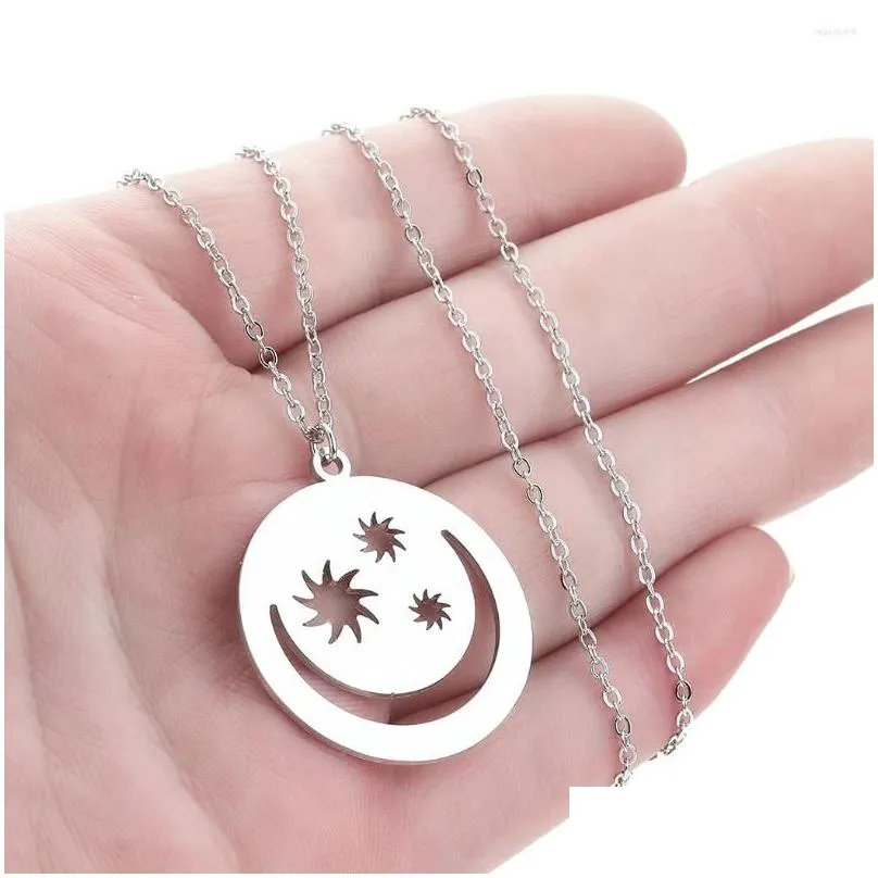 Pendant Necklaces Cxwind Stainless Steel Moon And Star Charm Sun Necklace Jewelry Wholesale