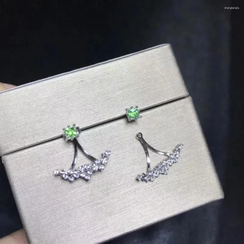 Dangle Earrings Fashion Elegant Parachute Blossom Natural Tsavorite Drop Green Garnet S925 Silver Girl Party Jewelry