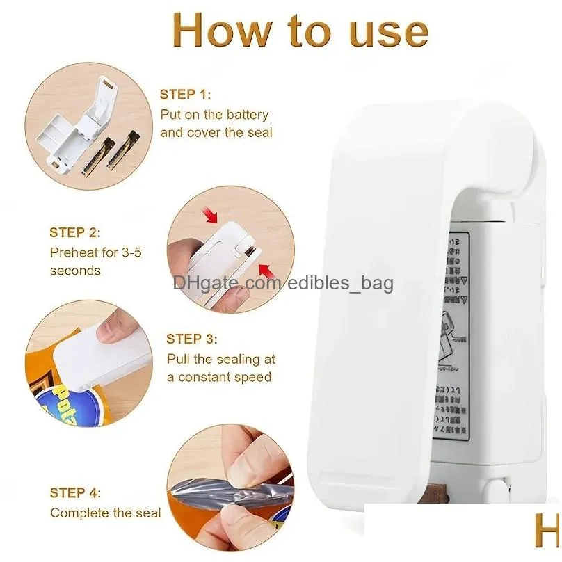 1pc portable bag heat sealer plastic package storage clip mini sealing machine handy sticker seal without battery