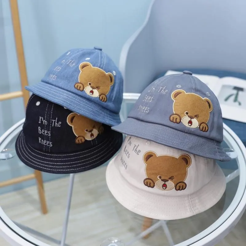 Caps & Hats Summer Baby Sun Hat Cute Cartoon Bear Boys Girls Bucket Toddler Kids Beach Fisherman Children